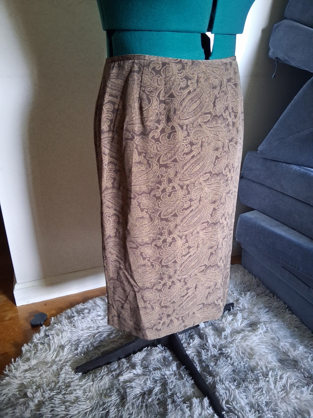 Preston & York Paisley Midi Skirt in Brown